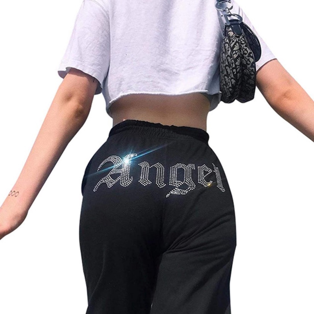 Women‘s Rhinestone Sweatpants Jogger Street Wear